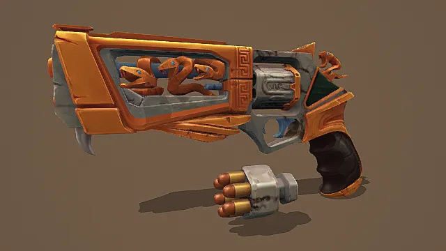 奇幻风格美杜莎主题左轮手枪3D模型