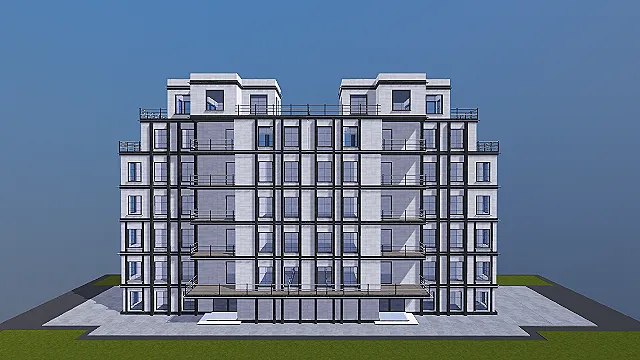 现代风格多层公寓楼3D模型