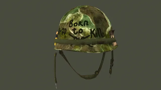 越战风格“Born to Kill”迷彩军用头盔模型