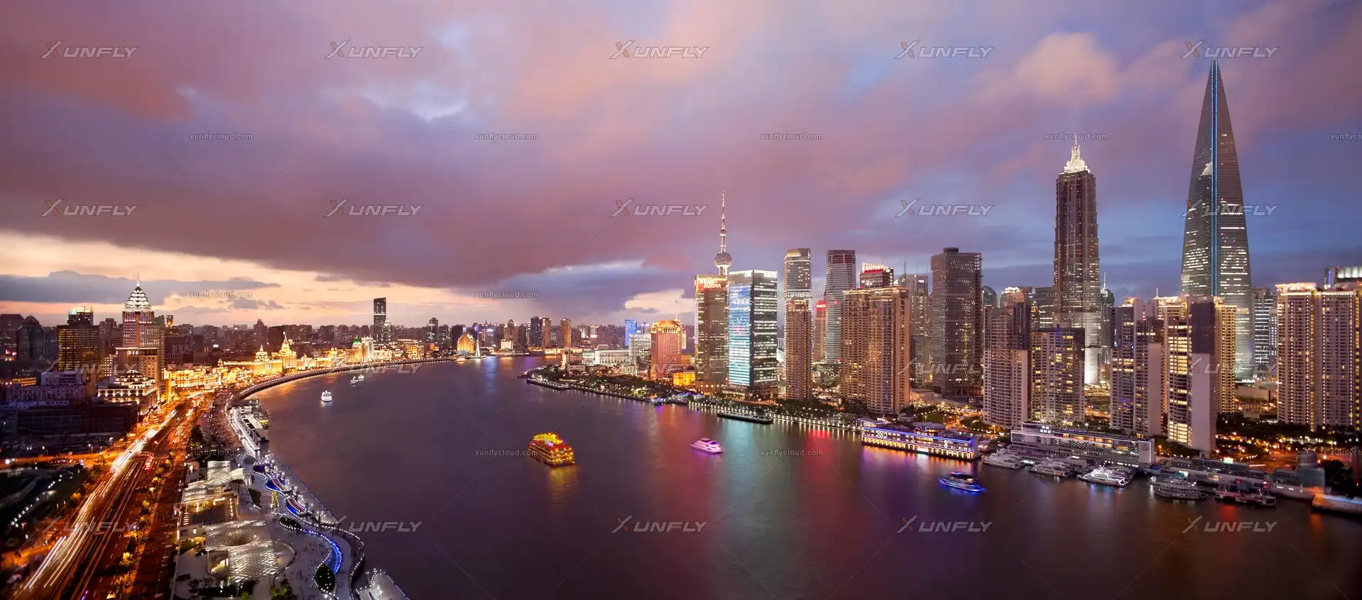 都市滨江夜景贴图